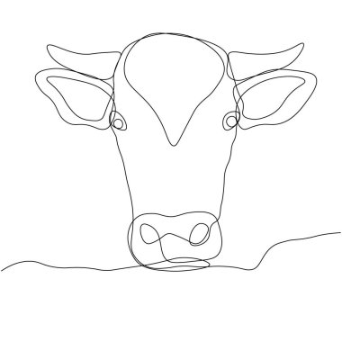 2021 'in boğa sembolünün aralıksız çizimi. Tek satırlık kartpostal. Kayıplar ve takvimler için tatil öğesi. vektör illüstrasyonu...