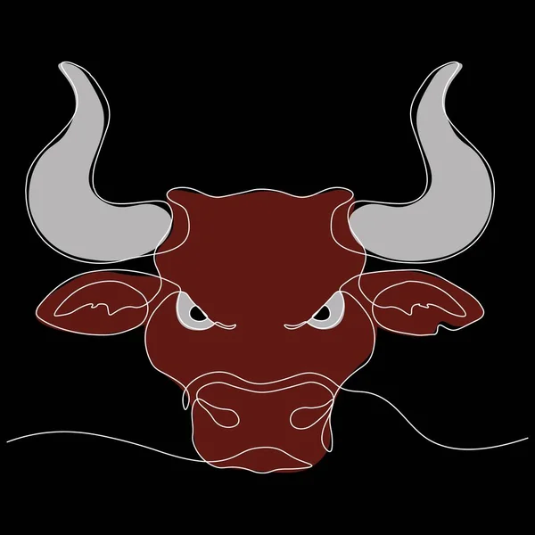 Dibujo Continuo Símbolo Toro 2021 Una Postal Una Línea Elemento — Vector de stock