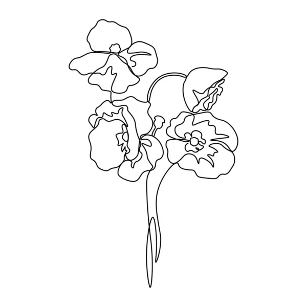 Poppy Jedna Čára Kreslení Nepřetržitý Květ Ručně Kreslená Ilustrace Loga — Stockový vektor