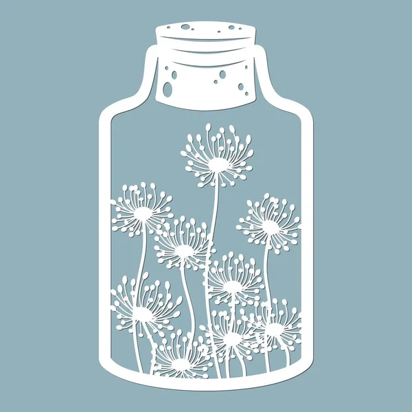 Flowers Leaves Glass Jar Laser Cut Vector Illustration Pattern Laser Royalty Free Stock Illustrations