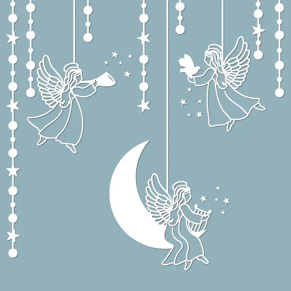 Template Angel Cut Laser Engraved Stencil Paper Plastic Wood Laser Royalty Free Stock Vectors