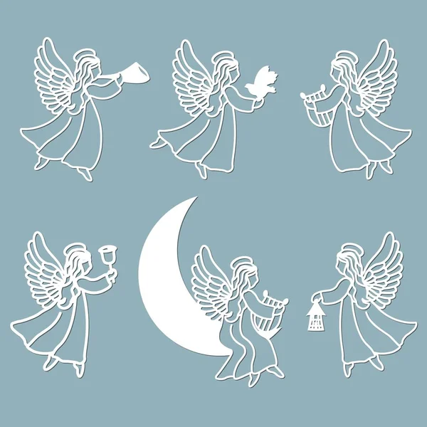 Template Angel Cut Laser Engraved Stencil Paper Plastic Wood Laser Royalty Free Stock Illustrations