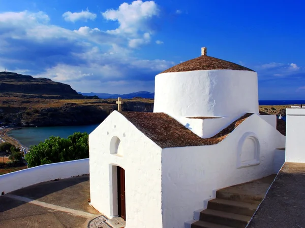 Bílý kostel Řecko — Stock fotografie