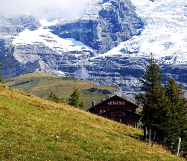 Альпійська хатина в горах — стокове фото