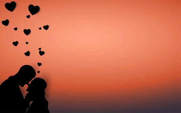 Illustration Couple Heart Shape Valentine Concept Valentine Day Background — Stock Vector