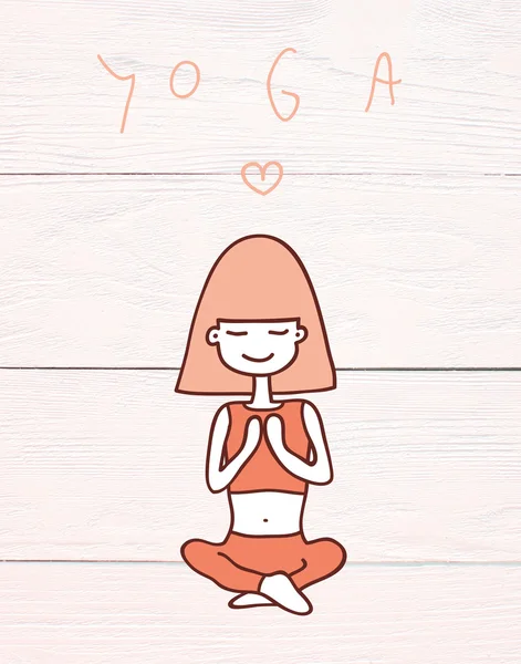 Schattig meisje zit in de pose van yoga — Stockfoto