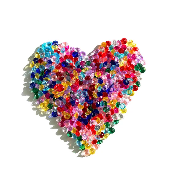 Beautiful Colorful Glowing Heart Made Diamond Crystals — Stock Photo, Image