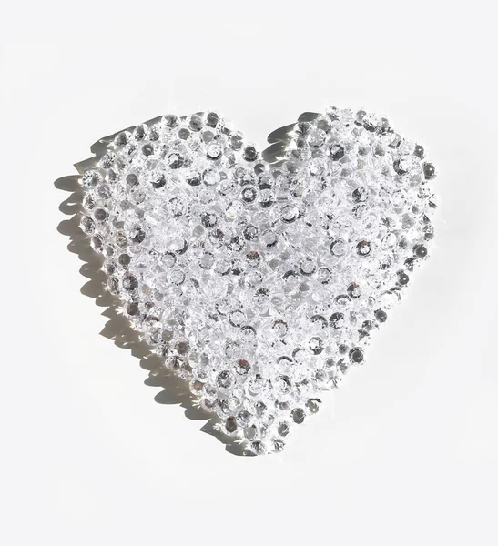 Beautiful White Glowing Heart Made Diamond Crystals — Stock Photo, Image