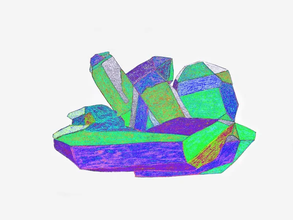 色彩艳丽的水晶矿物 混合媒体 — 图库照片