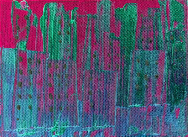 Abstracte Schilderkunst Van Nacht Stad Met Hand Gemaakt Kunstwerk Acryl — Stockfoto