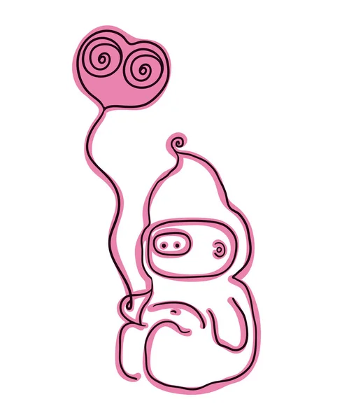 Spermie Dívka Drží Balón Rukou Kreslené Vektorové Umění — Stockový vektor