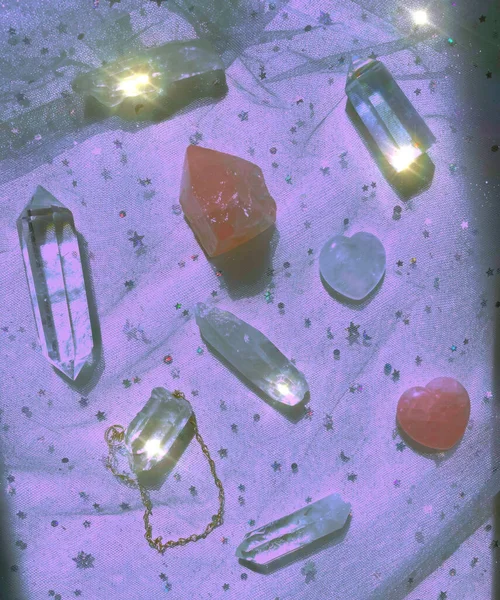 Achtergrond Genezing Van Mineralen Stenen Kristallen Praktijk Van Magische Spreuken — Stockfoto
