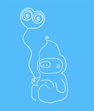 Spermci çocuk elinde bir balon tutuyor. çizgi film vektörü ar