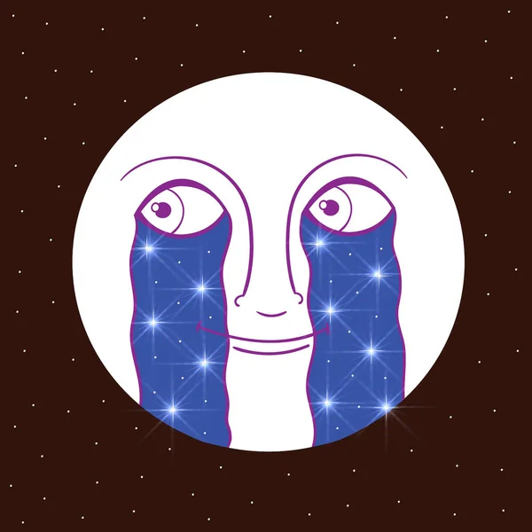 Moon Smiles Cries Magic Illustration — Stock Photo, Image