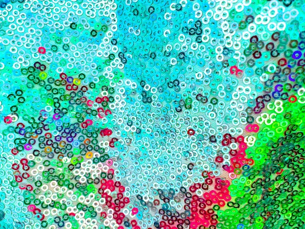 Abstracte Achtergrond Gekleurde Geborduurde Pailletten Close — Stockfoto