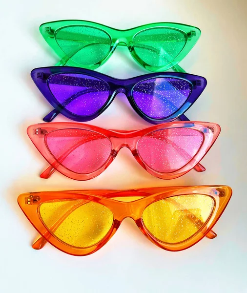 Trendiga Tillbehör Uppsättning Fashionabla Flerfärgade Glasögon — Stockfoto