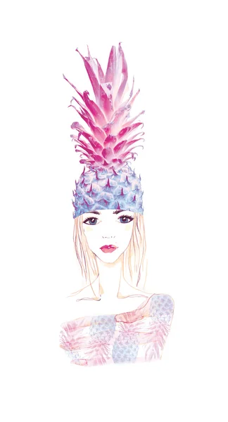 帽子菠萝 — 图库照片