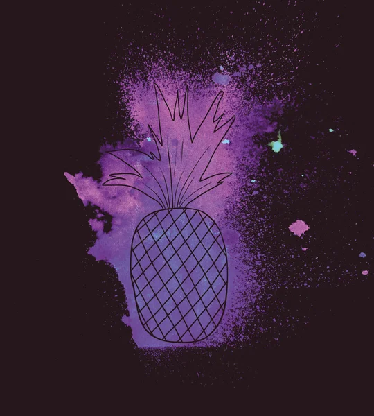 Akvarell ananas — Stockfoto