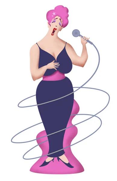 Whimsical Cartoon Illustration Well Endowed Female Entertainer 50S Bouffant Hairstyle — Stock Photo, Image