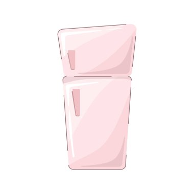 Pembe buzdolabı vektör tasarımı. Web tasarımı için buzdolabı vektör simgesinin düz çizimi