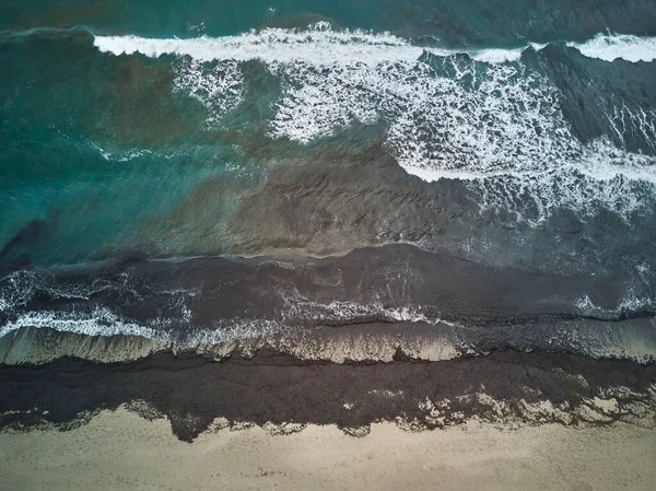 Vista Aérea Una Playa Con Formación Oceánica Posidonia Cagliari Poetto — Foto de Stock