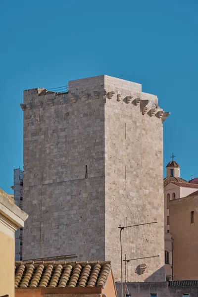 Cagliari Oude Kasteelstad Met San Pancrazio Tower Sardinia Italië — Stockfoto
