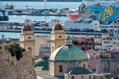 ARALIK 2020 - Cagliari, Sardunya, İtalya Panoraması. Stampace bölgesi.
