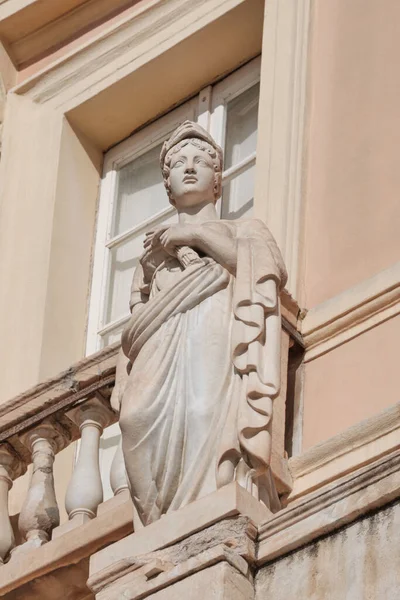 Estatua Fachada Los Edificios Centro Cagliari Bastión Saint Remy —  Fotos de Stock