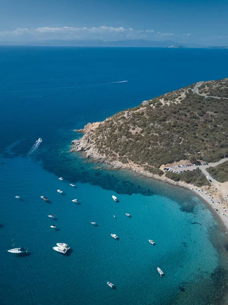 Luchtfoto Van Turquoise Zee Kleine Baai Het Zuiden Van Sardinië — Stockfoto