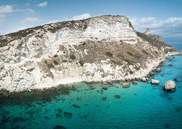 Luchtfoto Van Turquoise Zee Kleine Baai Stad Cagliari Sella Del — Stockfoto