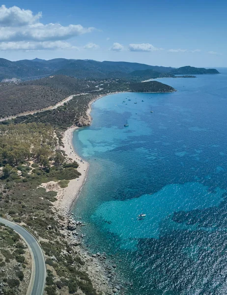 Luchtfoto Van Turquoise Zee Kleine Baai Het Zuiden Van Sardinië — Stockfoto