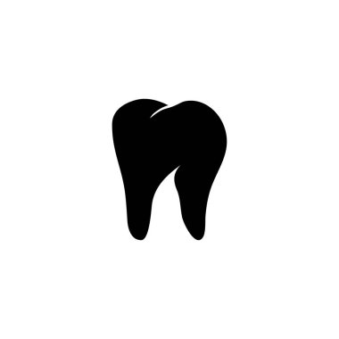 Sağlıklı İnsan Dişi, Stomatoloji. Düz Vektör Simgesi illüstrasyonu. Beyaz arka planda basit bir siyah sembol. Sağlıklı İnsan Dişi ve Stomatoloji ağ ve mobil UI ögesi için işaret şablonu