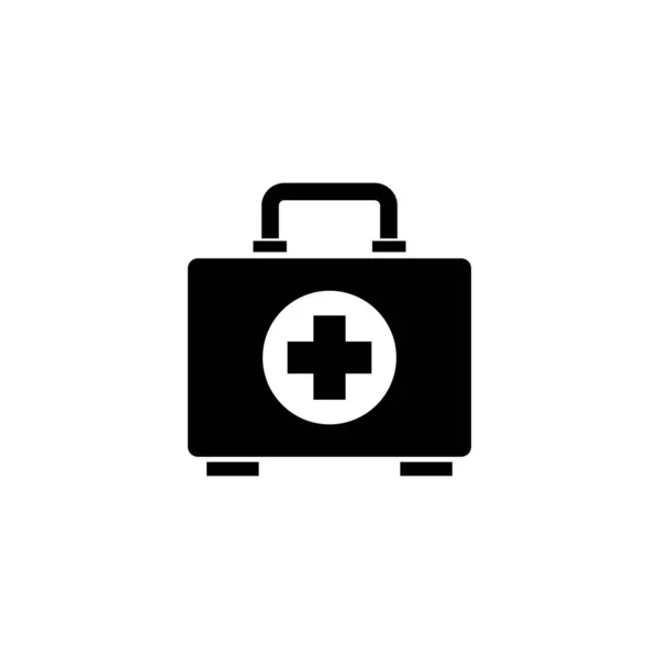 救急キット 救急箱 フラットベクトルアイコンイラスト 白の背景にシンプルな黒のシンボル 応急処置キット ウェブとモバイルUi要素のための医療緊急ボックスのデザインテンプレート ストックイラスト