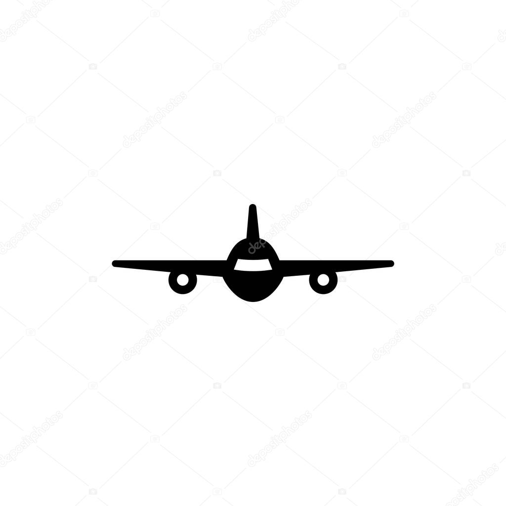 Fly Airplane, Flying Aircraft, Aviation. Flat Vector Icon illustration. Simple black symbol on white background. Fly Airplane, Flying Aircraft sign design template for web and mobile UI element