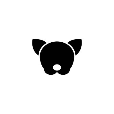 Şirin Köpek Kafa, Chihuahua Surat. Düz Vektör Simgesi illüstrasyonu. Beyaz arka planda basit bir siyah sembol. Şirin Köpek Başı, Chihuahua Surat ağ ve mobil UI elementi için işaret şablonu