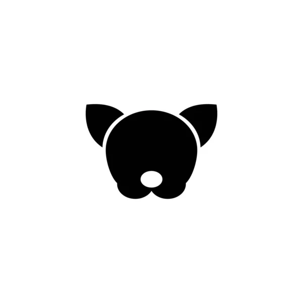 Schattig Hondenhoofd Chihuahua Gezicht Platte Vectoricoon Illustratie Eenvoudig Zwart Symbool — Stockvector