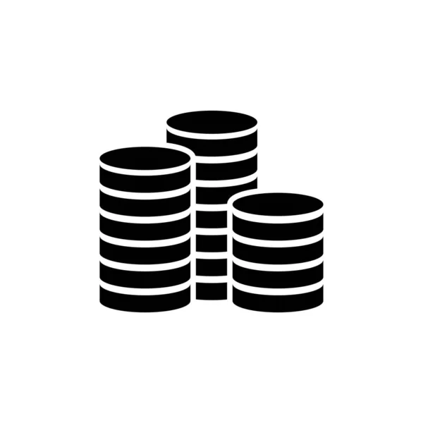 Des Piles Pièces Finance Illustration Icône Vectorielle Plate Symbole Noir — Image vectorielle