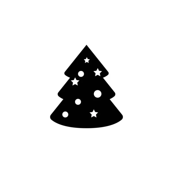 Christmas Tree Decorations Star Flat Vector Icon Illustration Simple Black — Stock Vector