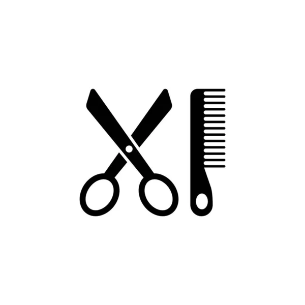 Schere Und Kamm Friseurwerkzeuge Flat Vector Icon Illustration Einfaches Schwarzes — Stockvektor