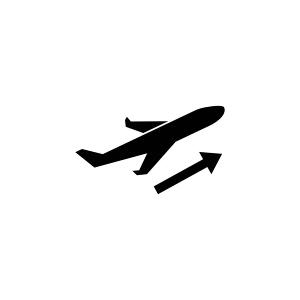 Uçak Kalkışı Uçak Kalkışı Düz Vektör Simgesi Illüstrasyonu Beyaz Arka — Stok Vektör