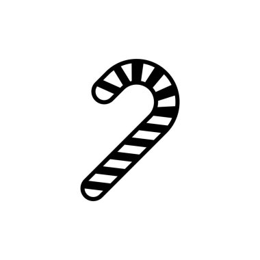 Noel Şeker Çubuğu, Xmas Lolipop. Düz Vektör Simgesi illüstrasyonu. Beyaz arka planda basit bir siyah sembol. Noel Şeker Çubuğu, Xmas Lolipop ağ ve mobil UI ögesi için tasarım şablonu