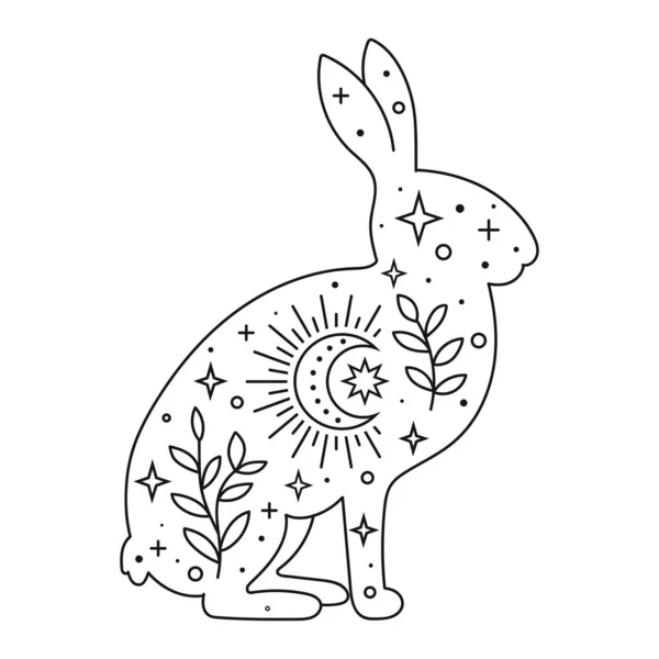 Vector Hand Drawn Rabbit Boho Elements Decoration Bohemian Clipart Woodland — Stock Vector