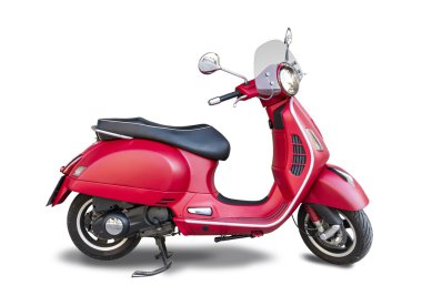 Kırmızı Vespa Gts 300 üzerinde beyaz izole