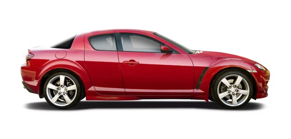 Вид збоку червоний Mazda Rx8 ізольовані — стокове фото