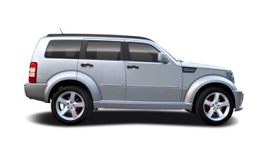 Büyük Amerikan SUV yan görünümü beyaz arkaplanda izole