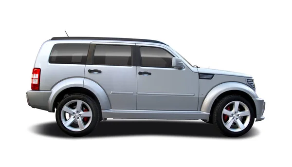 Big American Suv Vista Lateral Carro Isolado Fundo Branco — Fotografia de Stock