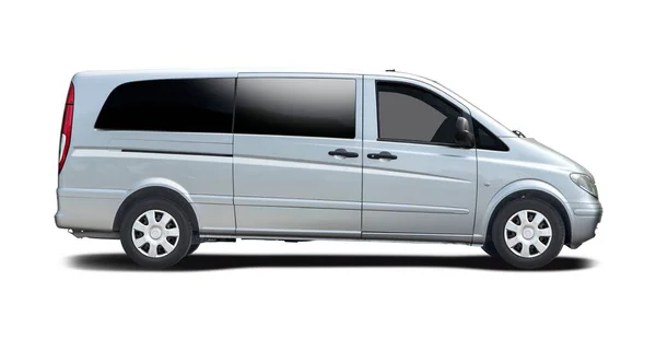 Mini otobüs, kenar görünümü beyaz arkaplan üzerinde izole