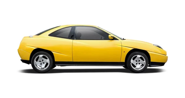 Voiture Sport Jaune Italienne Vue Latérale Isolée Sur Fond Blanc — Photo