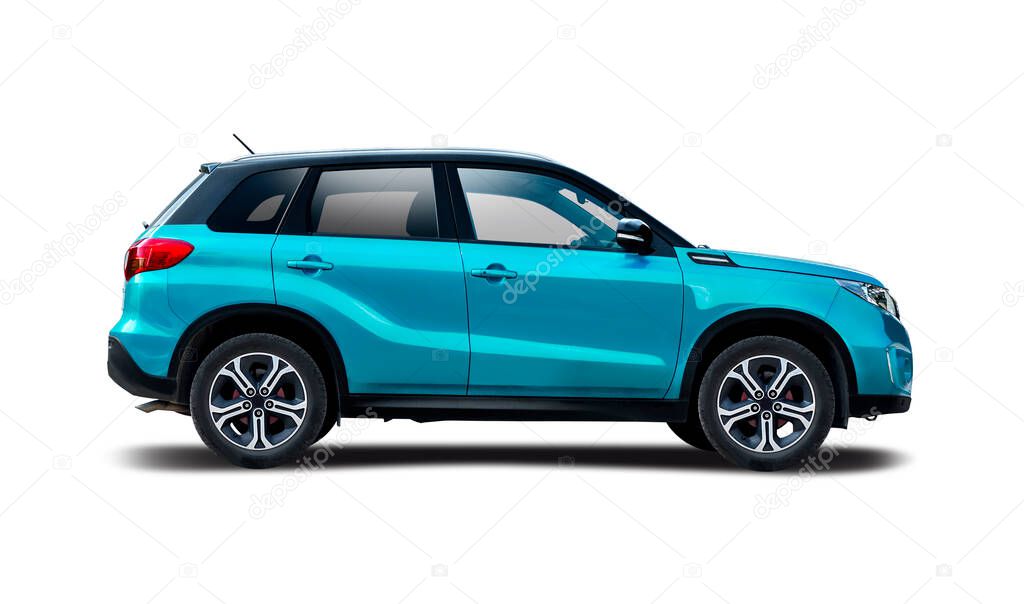  SUV car, side view isolated on white background