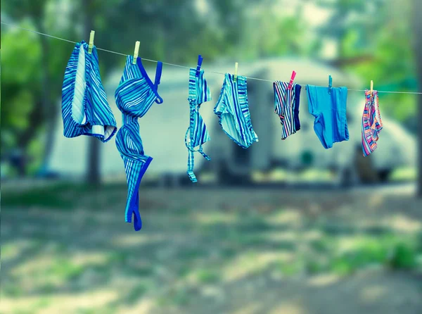 Swimsuit Laundry Clothes Line — Stock Photo, Image